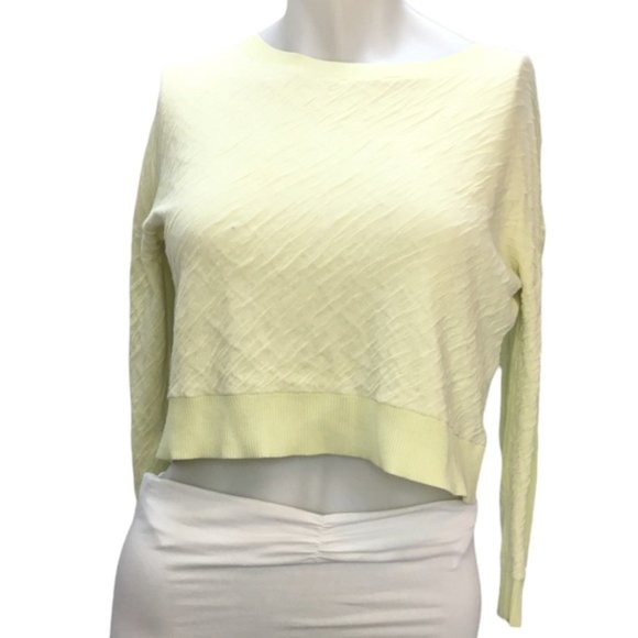10 Crosby Derek Lam Tops - Derek Lam 10 Crosby Yellow Knit Textured Crewneck Sweatshirt Petite